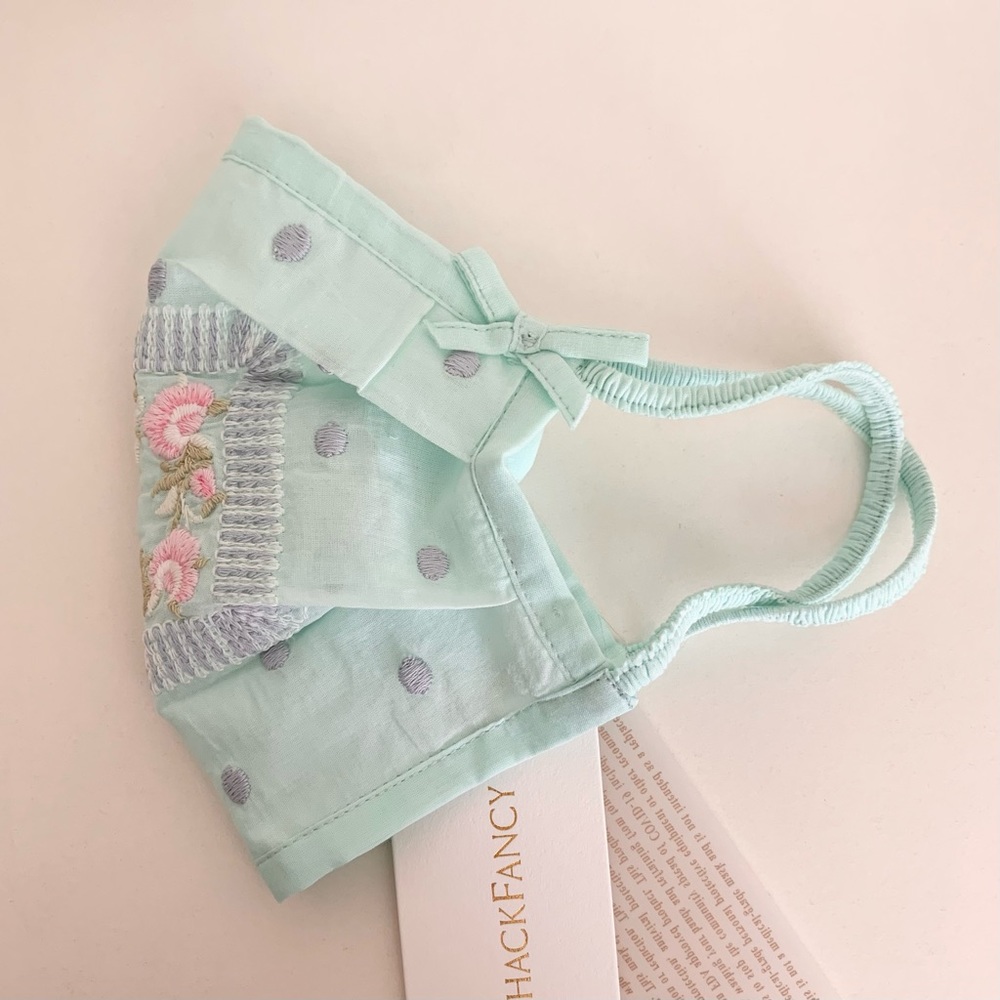 LoveShackFancy cozy embroidered face mask